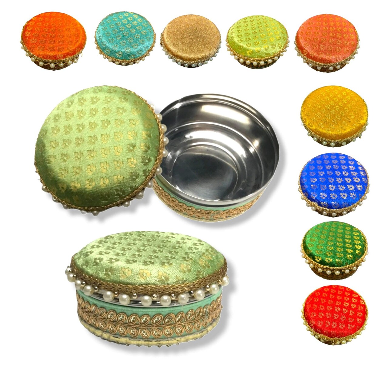 4 Ct Steel Ladoo Box 250 Grams Festival Special Stainless Steel Sweets Gift Box Perfect for Holi Diwali Rakhi Housewarmings Mithaai Desert Box